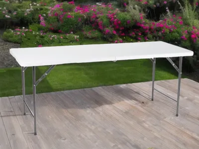 Zdjęcie produktu dla Składany stół ROBUST & WEATHERPROOF 180cm długości Składany biały, ogrodowy stół kempingowy