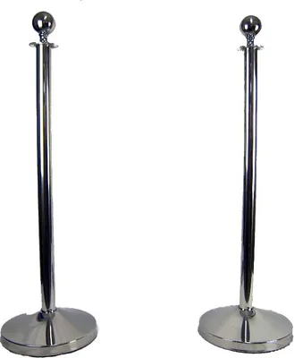 Produktbild von Absperrpfosten Absperrständer Personenleitsystem Silber Kugel D320mm-D51x1000mm