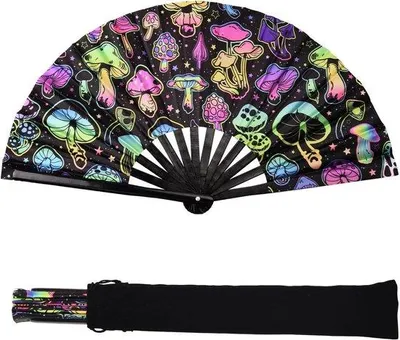 Produktbild von Faltbarer UV-Leuchtfan aus Bambus für Party und Festival