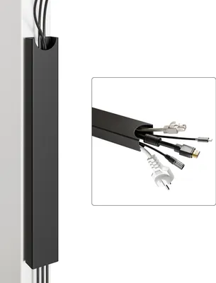 Produktbild von Desktronic Magnetischer Kabelkanal Schreibtisch, 37x5x2,5cm, Hochwertiger Stahl, Kabel Organizer für Kabelführung Schwarz