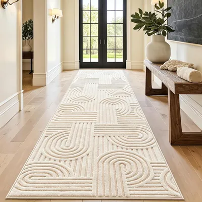 Productafbeelding van Keukenloper - 80 x 300 cm - Rubber - Modern - Antislip - Machinewasbaar - Crème