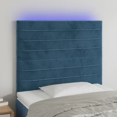 Produktbild von Cloris Designermöbel LED Kopfteil Dunkelblau 80x5x118/128 cm Samt 2024 Neu