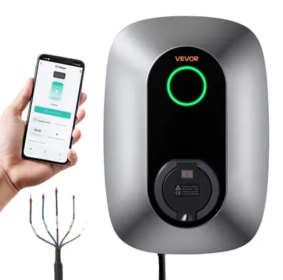 Productafbeelding van VEVOR Wandlader voor elektrische auto's, 11 kW, driefasig, 400 V, Type 2, 16 A, IP54, EV-lader voor alle elektrische voertuigen en plug-in hybrides, intelligente autolader met app-bediening en LED-display