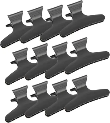 Produktbild von Set von 12 schwarzen Schmetterlingshaarklammern, Antirutsch-Haarclips, langlebig, für dickes Haar, für Partys