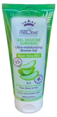 Obrázok produktu pre Laboratórium Freesens, Freesens, Bio, Aloe vera, hydratačný a čistiaci gél na sprchovanie, pre tvár, telo a vlasy, vhodný pre suchú a citlivú pokožku, 200 ml