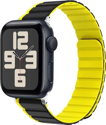 Obrázek produktu pro Pro Apple Watch SE 2023 44mm Dvoubarevný magnetický silikonový řemínek Yellow
