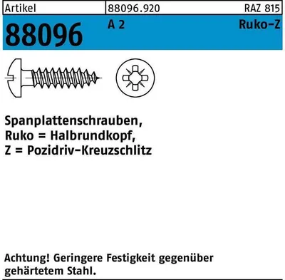 Produktbild von Reyher  Spanplattenschrauben A 2 3,5x40-Z Halbrundkopf A 2 (1000 Stück)