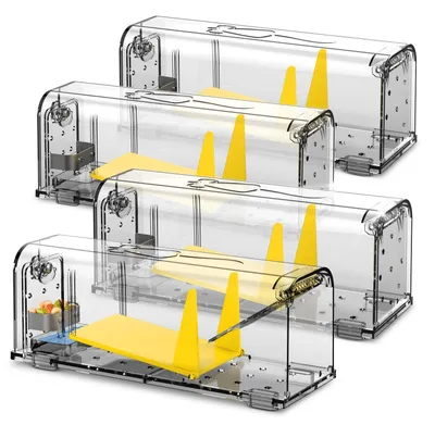 Produktbild von Heimwert Lebendfalle Maus Mausefalle 4erSet - mit Wasser Speicher + Köderbox + Ventilationsöffnungen - Mäuse Lebendfalle mit Quick Release Ausgang ohne Mäuse Kontakt I Mausefallen Lebendfallen Set