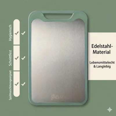 Produktbild von Edelstahl Schneidebrett groß 40x25cm beidseitig rutschfest mit Saftrille