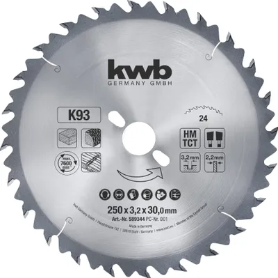 Produktbild von kwb Kreissägeblatt 250 x 30 mm für präzise Längsschnitte in Holz