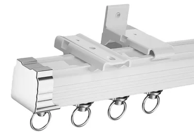 Obrázok produktu pre Hliníková posuvná koľajnica, 2 metre, montáž na strop alebo stenu, deliaci prvok, biela farba
