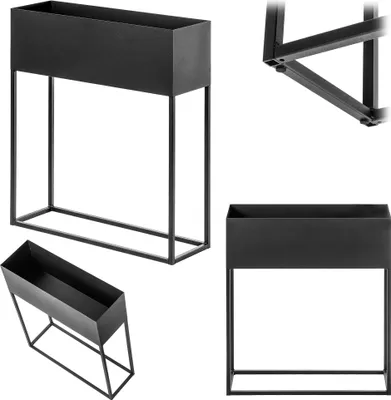 Immagine prodotto di KADAX Ampio portafiori con vaso 60x70 cm, acciaio, nero