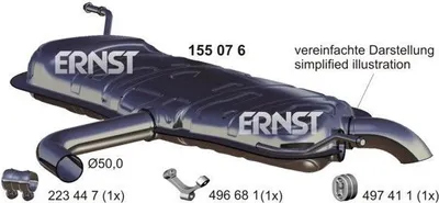 Produktbild von ERNST 155076 Endschalldämpfer für VW TOURAN (1T1, 1T2) Auspuff