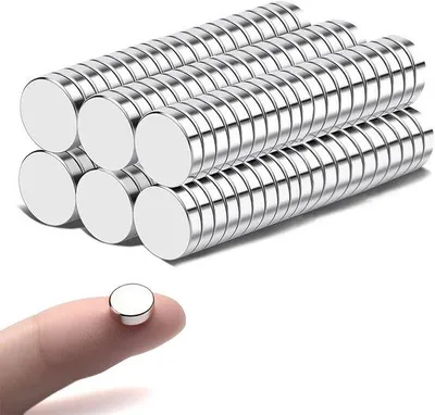 Zdjęcie produktu dla Magnesy neodymowe, 100 sztuk, 2 x 1 mm, mocne, do tablic ogłoszeniowych, prac rękodzielniczych, zdjęć