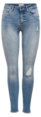 Produktbild von ONLY Destroyed Ankle Skinny Jeans Stretch Denim Hose ONLBLUSH Fransen Größe: L / 30L