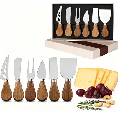 Productafbeelding van Set van 6 Kaasmessen met Houten Handvatten