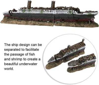Produktbild von Aquarium Dekoration Schiff - Versunken Wrack - Aquarium Landschaft - Split Struktur - 38.5 cm - Farbig