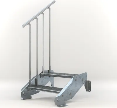 Produktbild von Stahltreppe 2 Stufen bis Höhe 44 cm, Laufbreite : 70 cm Geländer links ST 2 (31 / 31 mm gezackt)