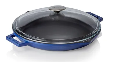 Immagine prodotto di Padella in ghisa LAVA con beccuccio blu con coperchio in vetro ØxH: 31,5 x 4,3 cm