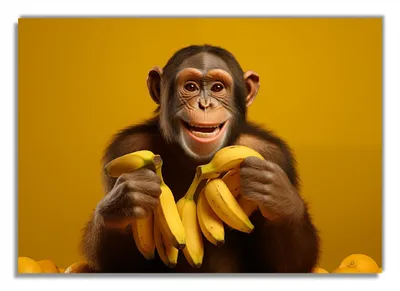 Produktbild von Wallario Poster - Glücklicher Bananenfan, Kunstdruck Größe: 70 x 100 cm
