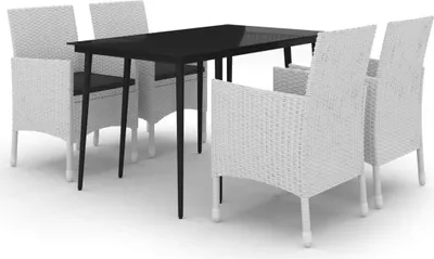 Produktbild von vidaXL 5-tlg. Garten-Essgruppe mit Auflagen Poly Rattan und Glas
