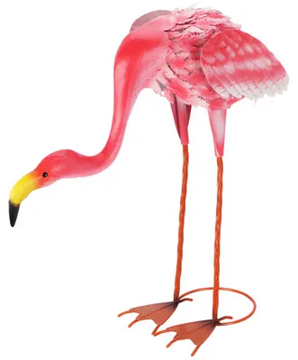 Image de Figurine de flamant rose en métal pour le jardin, 65 cm