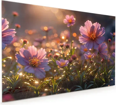 Produktbild von Küchenrückwand Spritzschutz Glas mit Motiv Blumenwiesebei Sonnenaufgang 40 x 40 cm