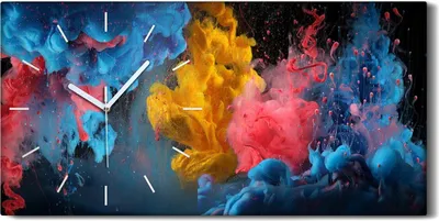 Produktbild von Wanduhr Bürouhr Leinwand Bild Geräuschlos 60x30 Malerei Abstrakte Kunst - weiße Hände