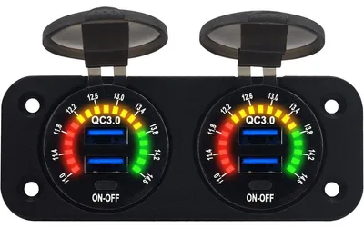 Produktbild von ProRide 12V USB-Steckdose 4 Anschlüsse QC3.0, Schalter & Voltmeter