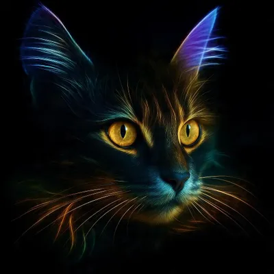 Image de Mosaïque diamantée, portrait de chat noir, néons, 30x40 cm, créations en diamants