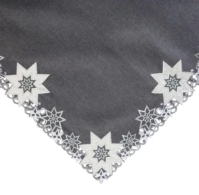 Produktbild von Tischdecke MALIA Sterne Stick Weihnachten Polyester grau 85 x 85 cm