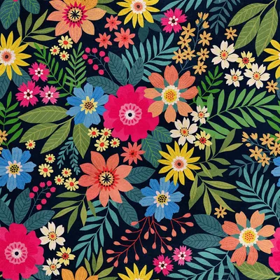 Produktbild von Royal Samt Stoff Polyester Zum Nähen - Motiv bunte sommerblumen