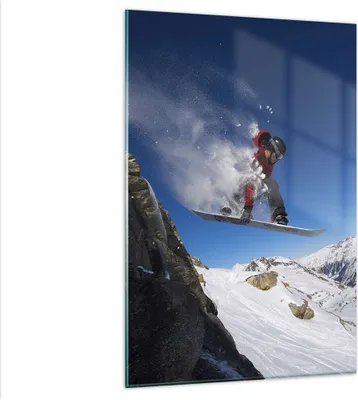Produktbild von Bilder auf glas - Einteilig - Snowboard Winter Berg Gipfel - 80x120cm - Glasbilder - Wandbilder - Bilder - Wanddekoration aus Glas - Glas Bilder - Wandbild auf Glas - GPA80x120-2236