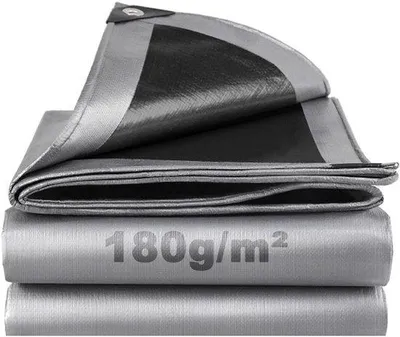 Obrázek produktu pro Voděodolná plachta pro venkovní použití, 3 x 6 metrů, 180 g/m², ochranná plachta, vyztužený polyetylen s oky, odolná, UV-odolná, odolná proti roztržení, univerzální použití pro terasy, nábytek, zahradu, bazén, auto