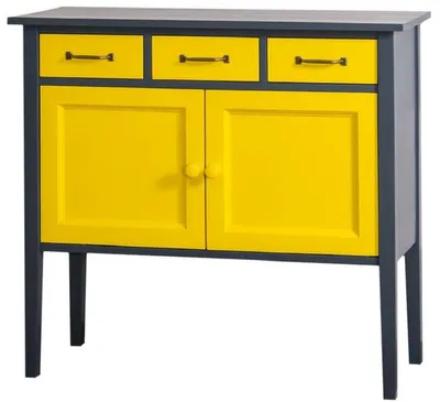 Produktbild von Casa Padrino Landhausstil Kommode mit 3 Schubladen und 2 Türen Dunkelgrau / Gelb 100 x 41 x H. 90 cm - Landhausstil Möbel