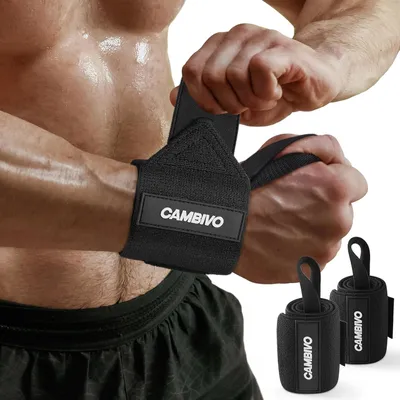 Produktbild von CAMBIVO Handgelenk Bandagen Kraftraining, Verstellbare Handgelenkstütze Rechts und Links, Handgelenkbandage in den Größen 30, 45, 60CM für Fitness, Gym, Bodybuilding, Kraftsport