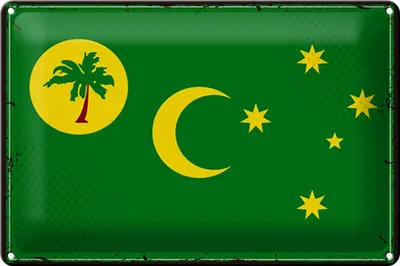 Produktbild von Blechschild Flagge Kokosinseln 30x20cm Retro Cocos Islands