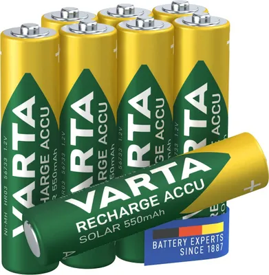Produktbild von VARTA Batterien AAA, wiederaufladbar 8 Stück, Recharge Accu Solar, 550 mAh