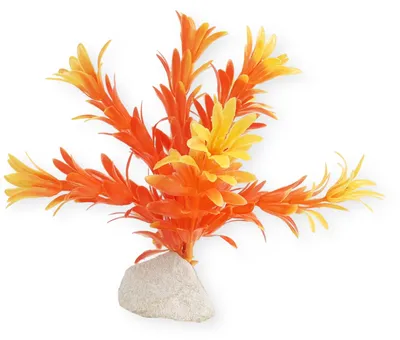 Produktbild von Aquarium Kunstpflanze mit Stein, 15x10 cm, natürliche Aquarium Deko, sichere Aquarium Pflanze für Zierfische und Süßwasserbecken
