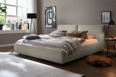 Produktbild von KAWOLA Bett HENRY Polsterbett Cord steingrau 160x200cm