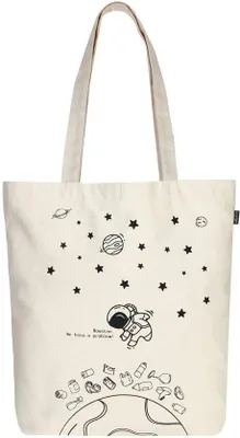Immagine prodotto di Borsa della spesa in tessuto di cotone con cerniera resistente e manici, borsa in tessuto da donna