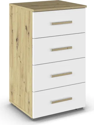 Produktbild von Hochkommode >Mosbach< in alpinweiß / Eiche Artisan - 40x81x42 (BxHxT)