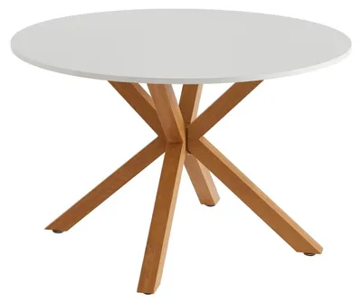 Immagine prodotto di Tavolo da pranzo rotondo Tavolo da cucina tondo - 120 cm - Bianco - Effetto rovere per 4 persone