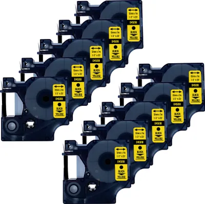 Produktbild von DULA Etikettenband - Kompatibel mit Dymo D1 45018 - 10 Stück - Schwarz auf gelb - 12mm x 7m