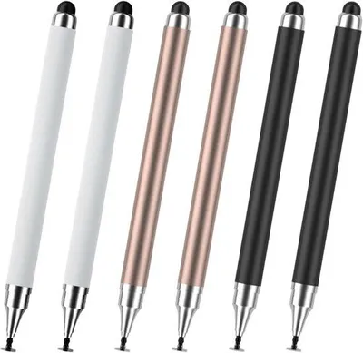 Immagine prodotto di Stilo per touchscreen, 2 in 1, confezione da 6, nero, oro rosa, bianco