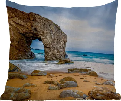 Produktbild von MuchoWow® Outdoor Kissen - Steine - Wasser - Strand - Felsen - Wellen - 45x45 cm - Wetterfest - Lounge Kissen - Fotokissen - Dekoratives Kissen