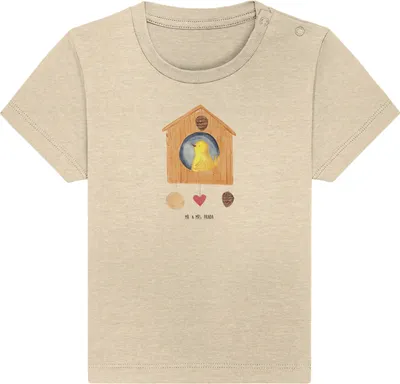 Produktbild von Mr. & Mrs. Panda Babyshirt Vogel Haus 24. - 36. Monat - Natural Raw - Geschenk, Baby Oberteil, Zuhause, Lustige Sprüche,  T-Shirt, Wohnung, Jerseyshirt, Kurzarmshirt