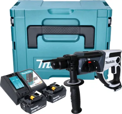 Produktbild von Makita DHR 202 RMJW Akku Bohrhammer 18 V 20 mm 2,0 J weiß + 2x Akku 4,0 Ah + Ladegerät + Makpac