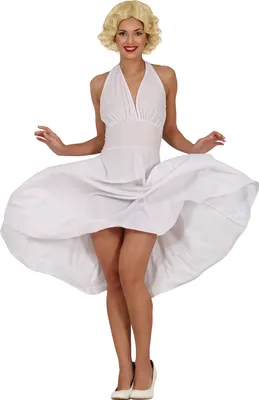 Produktbild von Filmdiva 50s Kostüm Retro Klassik Star Glamour Vintage Karneval Weiß Kleid Halter Rückenfrei Kult Charme Nostalgie, Größe: 36 - 38 (S) Farbe: Weiß