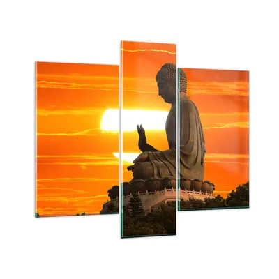 Produktbild von Bilder auf glas - tempel buddha - 95x80cm - Glasbilder - Wandbilder - Bilder - Kunstdruck - zum Aufhängen bereit - Wanddekoration aus Glas - Glas Bilder - Wandbild auf Glas - 3 Teile - GCB95x80-3532